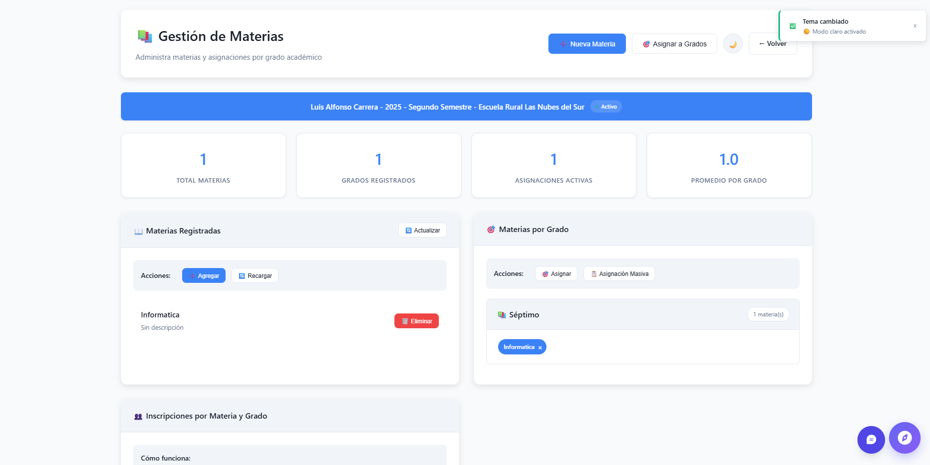Módulo de Materias